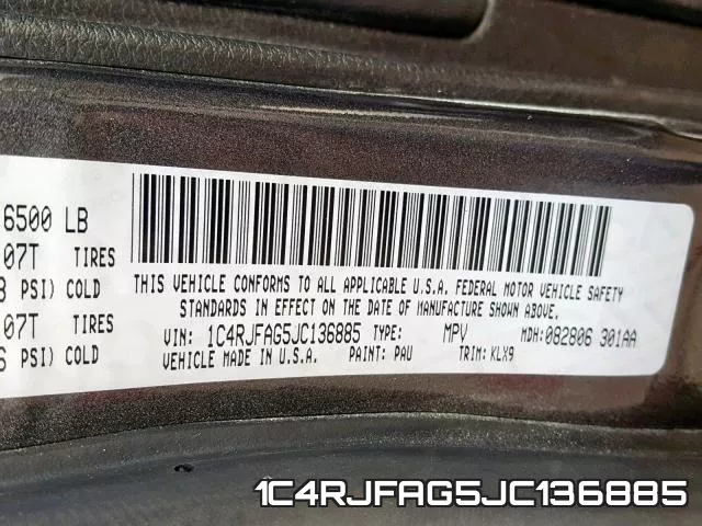 1C4RJFAG5JC136885 фото 2