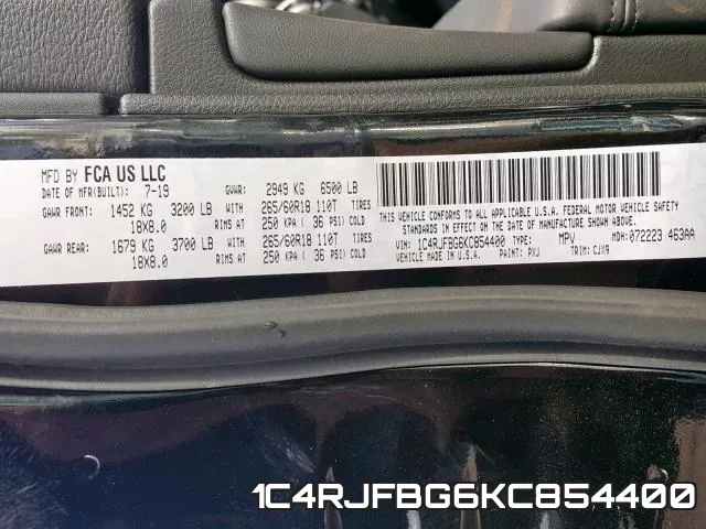 1C4RJFBG6KC854400 фото 2