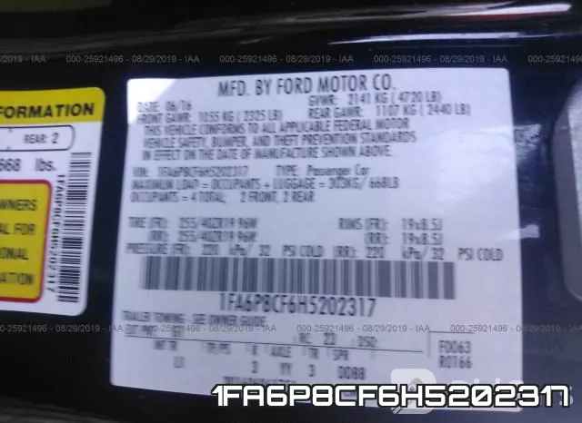 1FA6P8CF6H5202317 фото 10