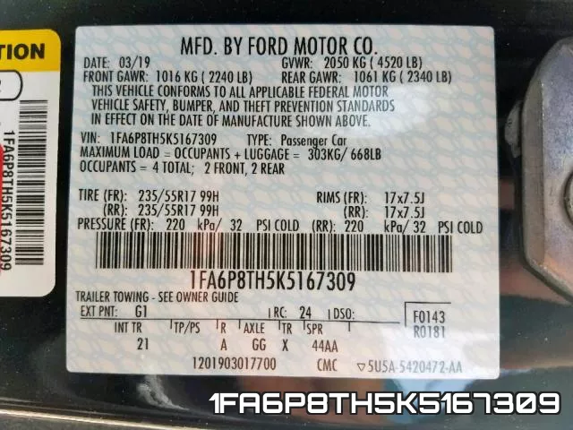 1FA6P8TH5K5167309 фото 2
