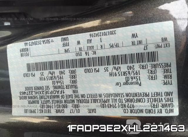 1FADP3E2XHL227463 фото 10