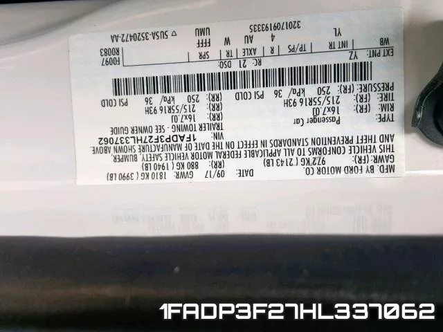 1FADP3F27HL337062 фото 2