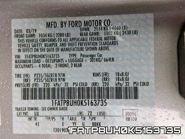 1FATP8UH0K5163735 фото 2