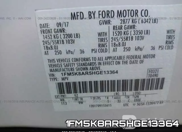 1FM5K8AR5HGE13364 фото 10
