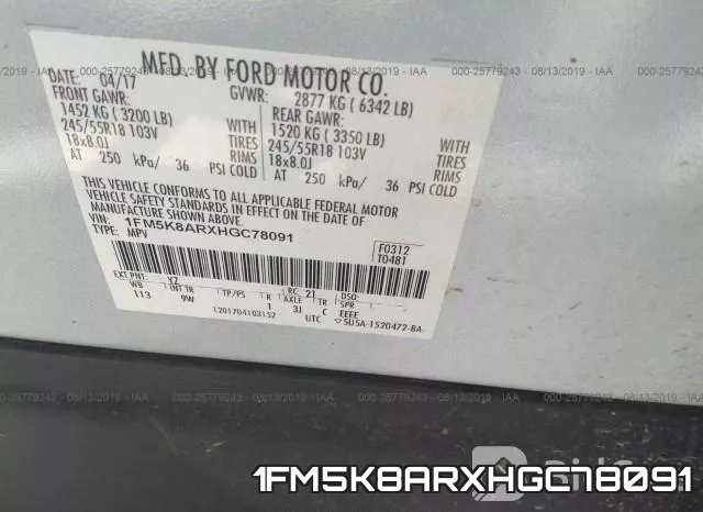 1FM5K8ARXHGC78091 фото 9