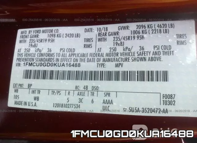 1FMCU0GD0KUA16488 фото 10