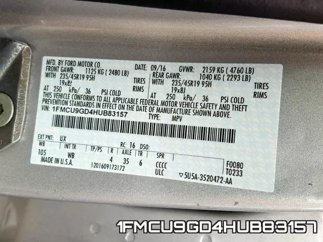 1FMCU9GD4HUB83157 фото 2