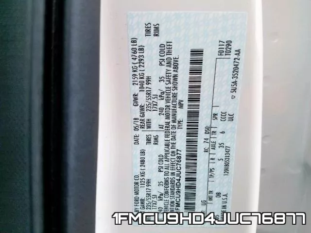 1FMCU9HD4JUC76877 фото 2