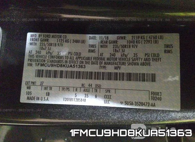 1FMCU9HD8KUA51363 фото 10