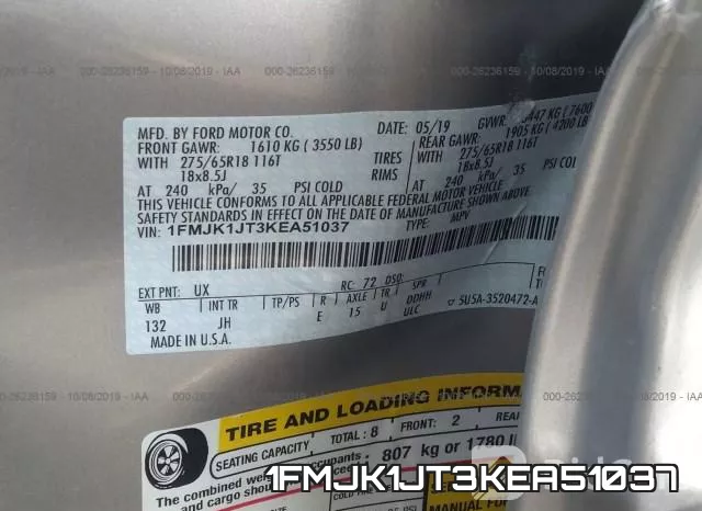 1FMJK1JT3KEA51037 фото 10