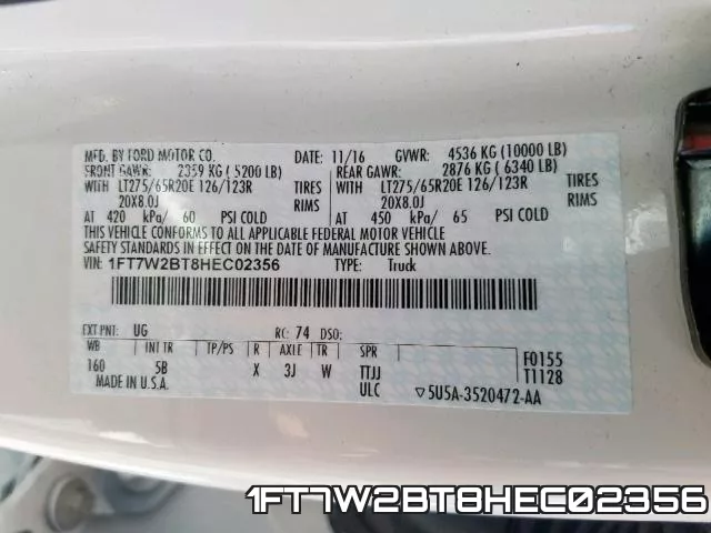 1FT7W2BT8HEC02356 фото 2