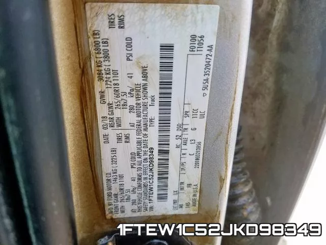 1FTEW1C52JKD98349 фото 2
