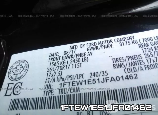 1FTEW1E51JFA01462 фото 10