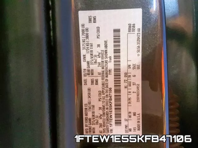 1FTEW1E55KFB47106 фото 2