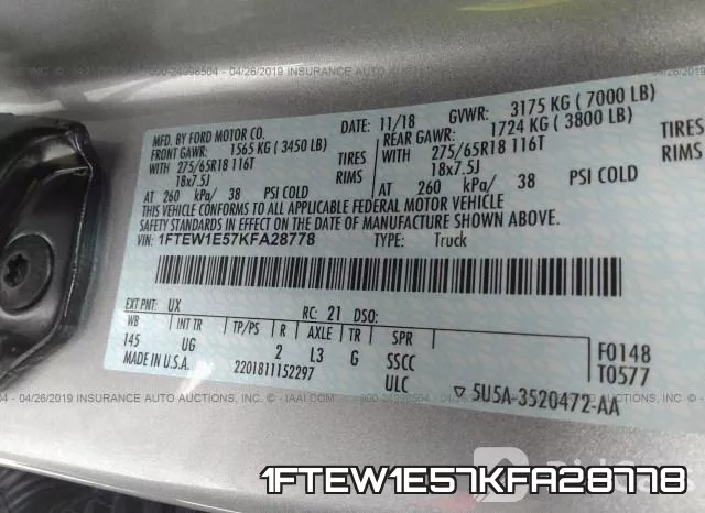1FTEW1E57KFA28778 фото 10