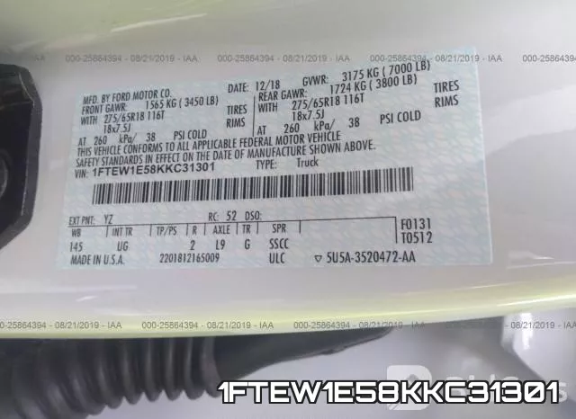 1FTEW1E58KKC31301 фото 10