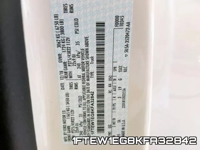 1FTEW1EG8KFA32842 фото 2