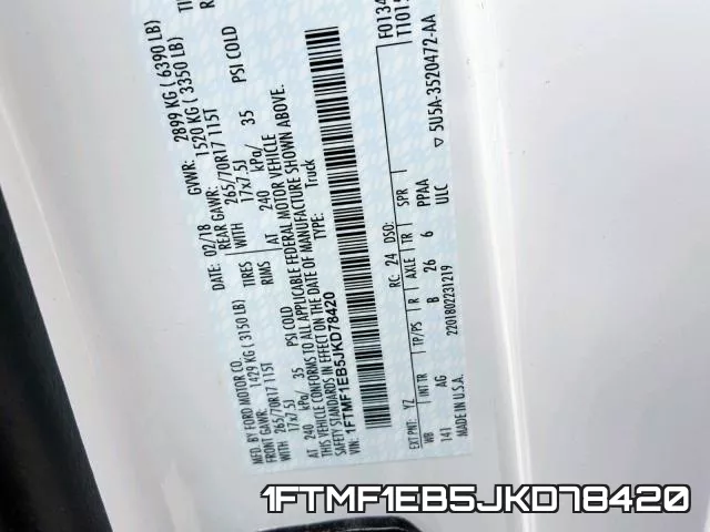 1FTMF1EB5JKD78420 фото 2