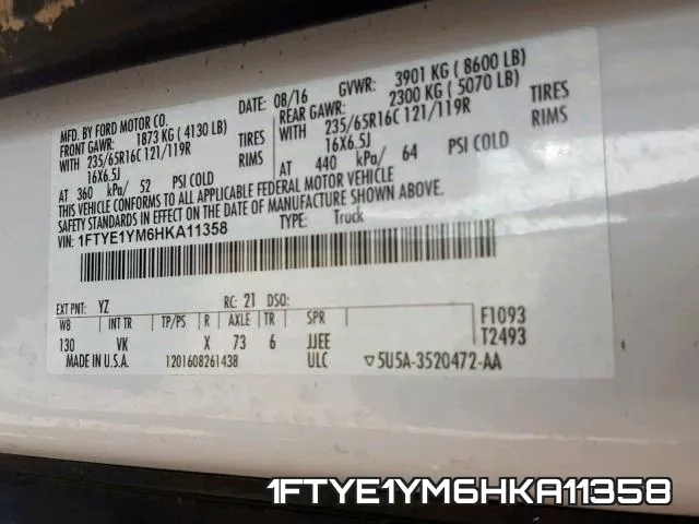 1FTYE1YM6HKA11358 фото 2
