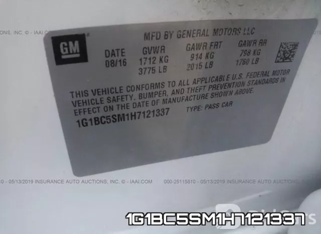 1G1BC5SM1H7121337 фото 10