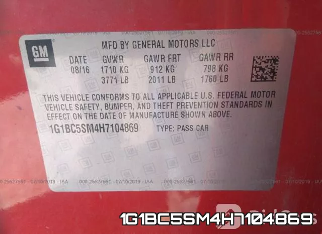 1G1BC5SM4H7104869 фото 10