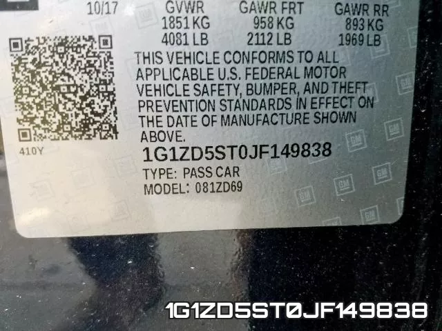 1G1ZD5ST0JF149838 фото 2
