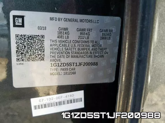 1G1ZD5ST1JF200988 фото 2