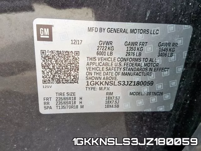 1GKKNSLS3JZ180059 фото 2
