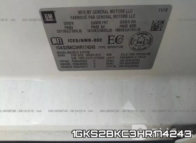 1GKS2BKC3HR174243 фото 10