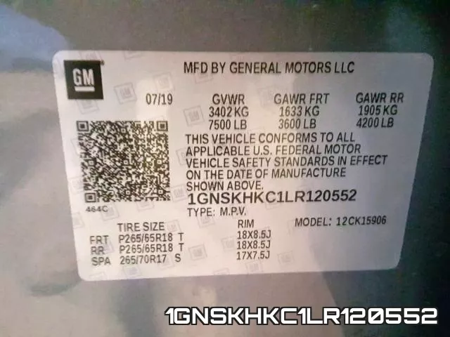 1GNSKHKC1LR120552 фото 2