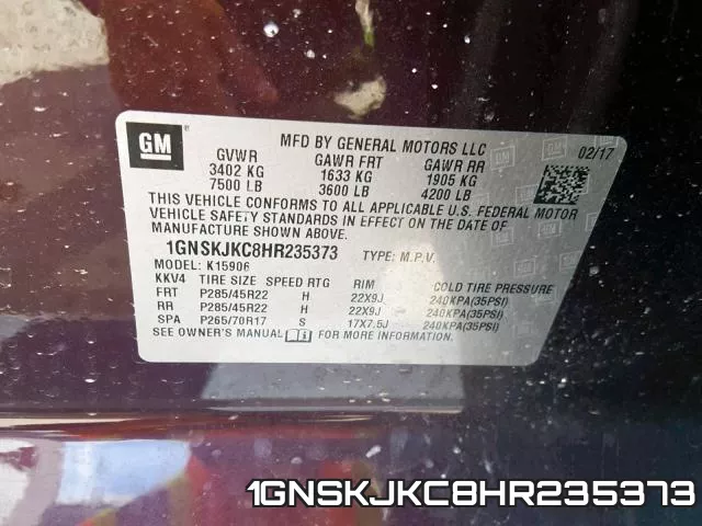 1GNSKJKC8HR235373 фото 2