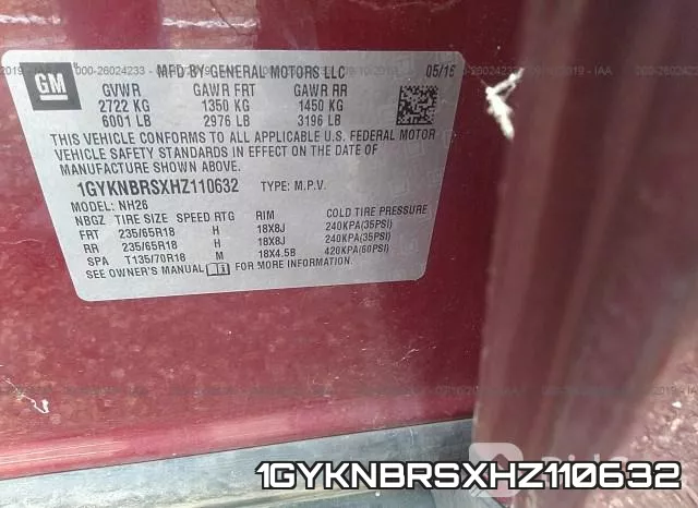 1GYKNBRSXHZ110632 фото 10