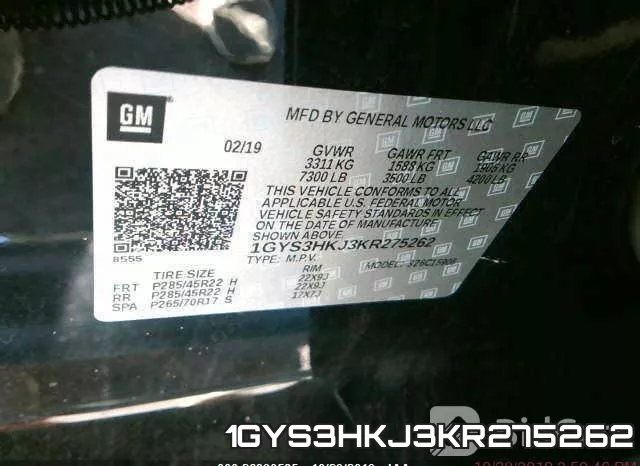 1GYS3HKJ3KR275262 фото 10