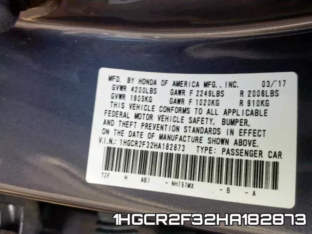 1HGCR2F32HA182873 фото 2