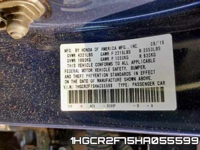 1HGCR2F75HA055599 фото 2