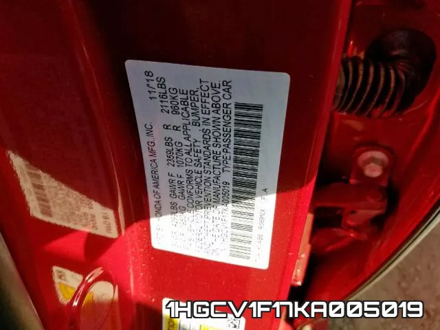1HGCV1F17KA005019 фото 2