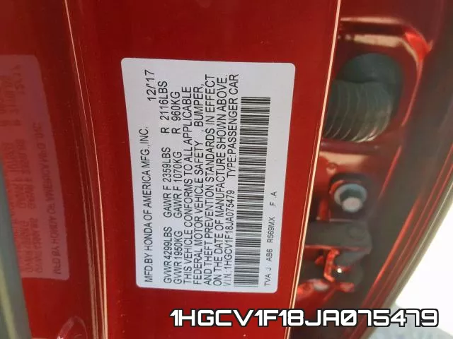 1HGCV1F18JA075479 фото 2