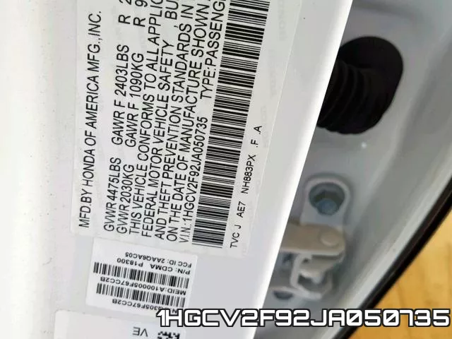 1HGCV2F92JA050735 фото 2