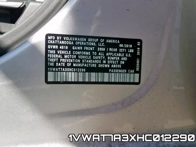 1VWAT7A3XHC012290 фото 2