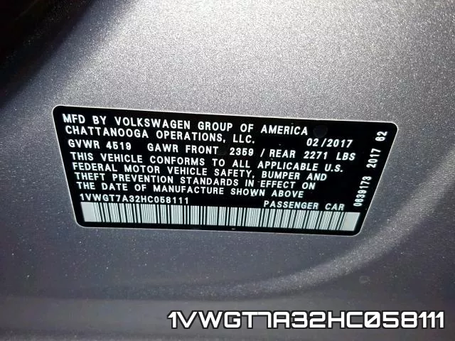 1VWGT7A32HC058111 фото 2