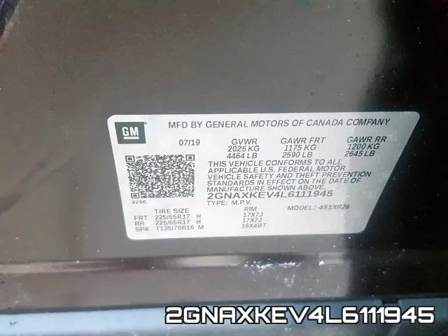 2GNAXKEV4L6111945 фото 2