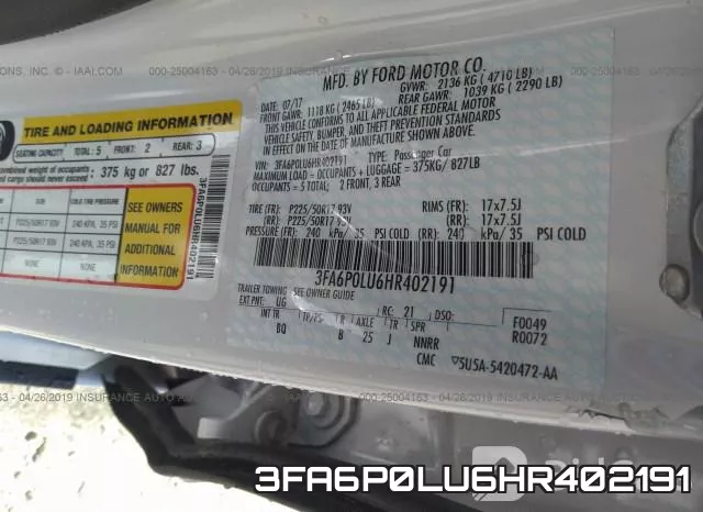 3FA6P0LU6HR402191 фото 10