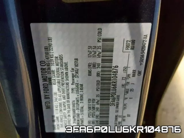 3FA6P0LU6KR104876 фото 2