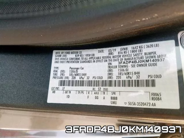 3FADP4BJ0KM140937 фото 2