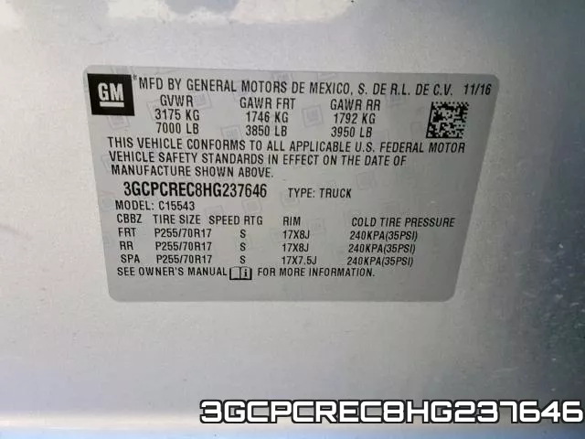 3GCPCREC8HG237646 фото 2
