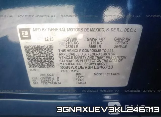 3GNAXUEV3KL246713 фото 10