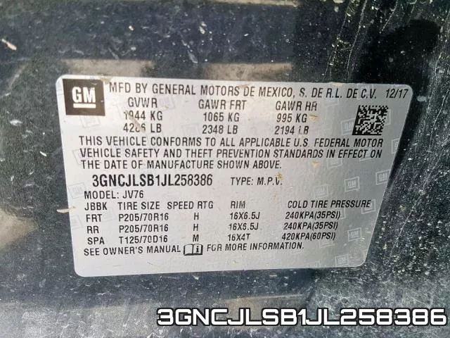 3GNCJLSB1JL258386 фото 2