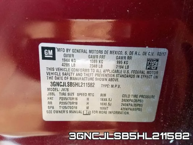 3GNCJLSB5HL211582 фото 2