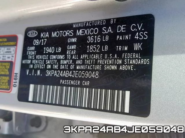 3KPA24AB4JE059048 фото 2