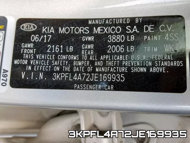 3KPFL4A72JE169935 фото 2